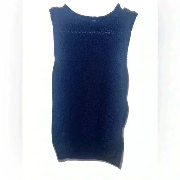 J. McLaughlin Navy Sweater Vest Sleeveless Knit Sz S Crew Neck Preppy Normcore - Picture 5 of 5